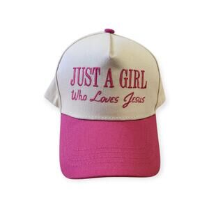 Just A Girl Who Loves Jesus Pink Snapback Structured Baseball Cap Hat NEW